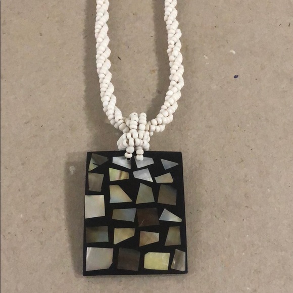 White Mosaic Necklace - Picture 1 of 4